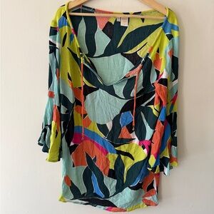 Colorful Abstract Print Tunic Top swim cover up
